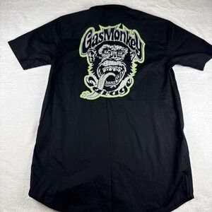 Mens Gas Monkey Black Button Up Shirt With Large Graphic Size Small 34/36 EUC